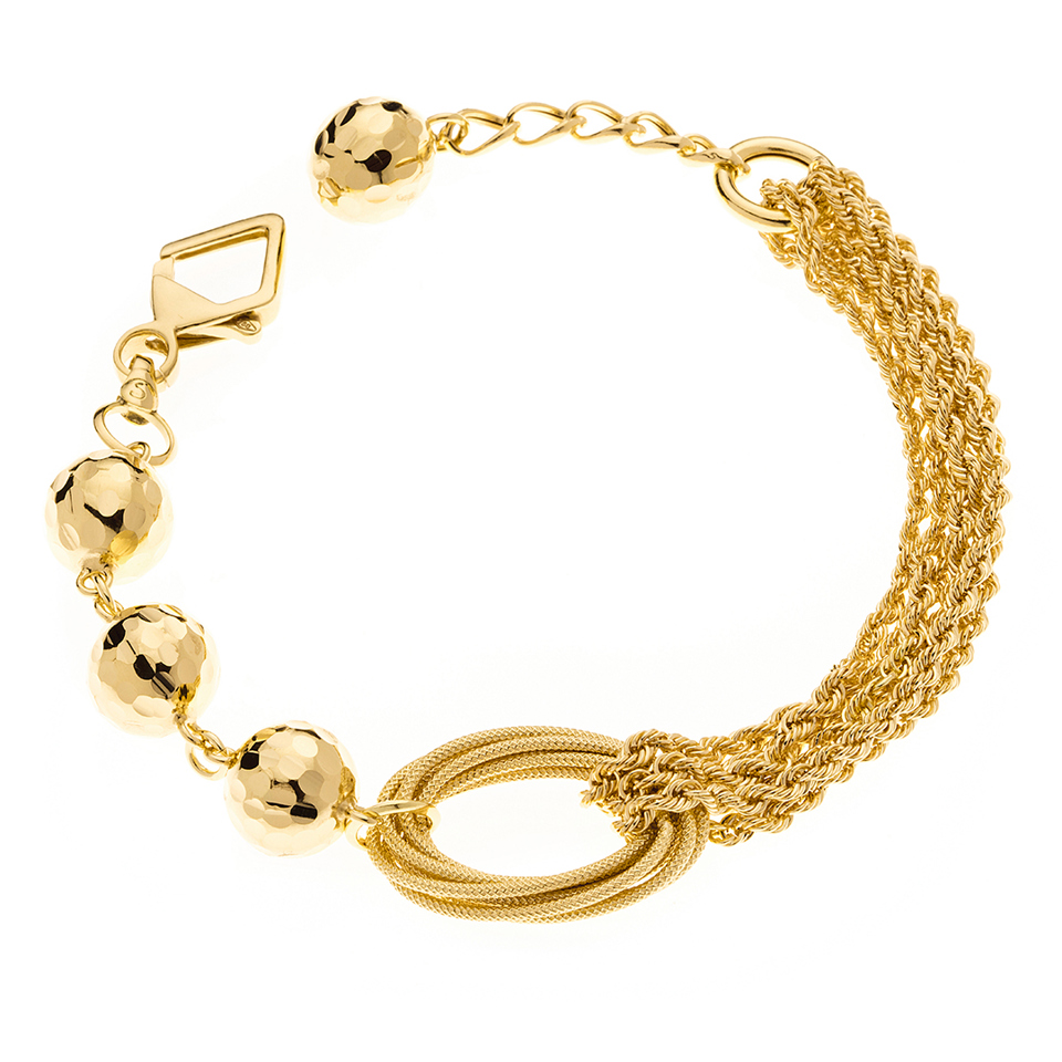 18K Yellow Gold Heart Charm Bracelet – 19 cm
