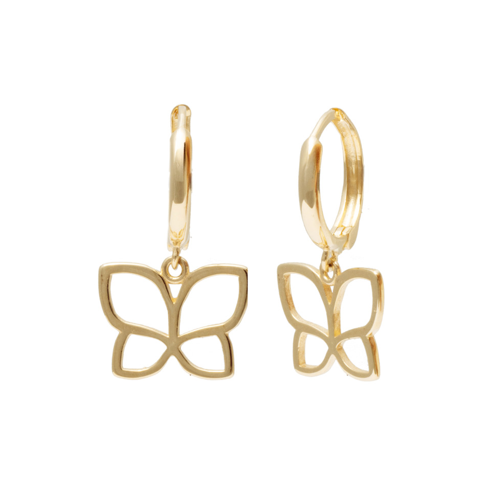 18K Yellow Gold Butterfly Drop Earrings – BR0136