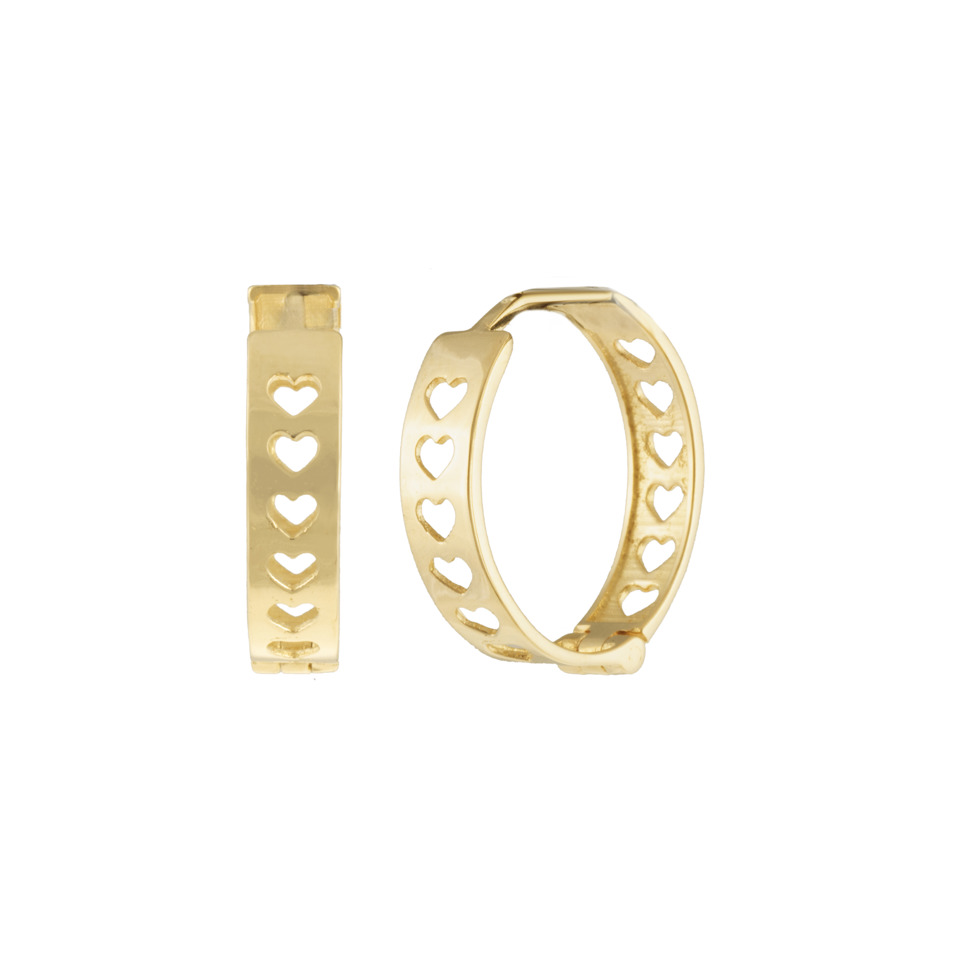 Gold Wide Hoop Earrings with Open Heart Cutouts