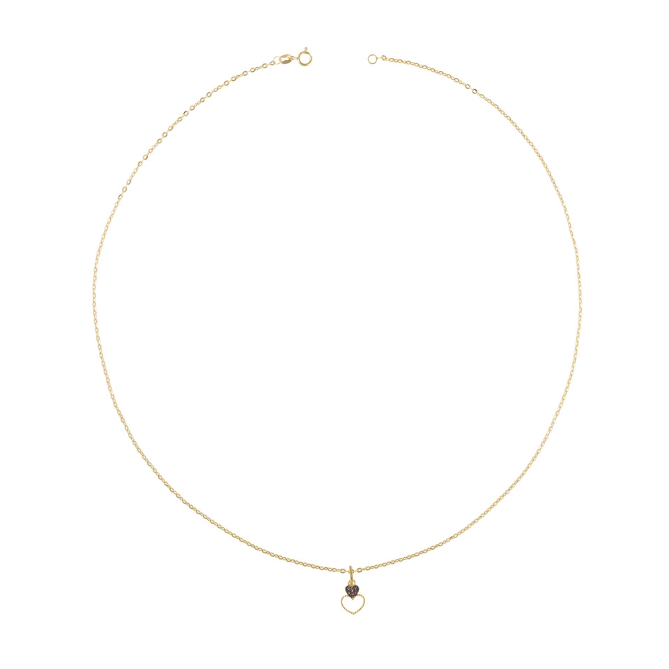 18K Yellow Gold Delicate Heart Pendant Necklace – 45 cm