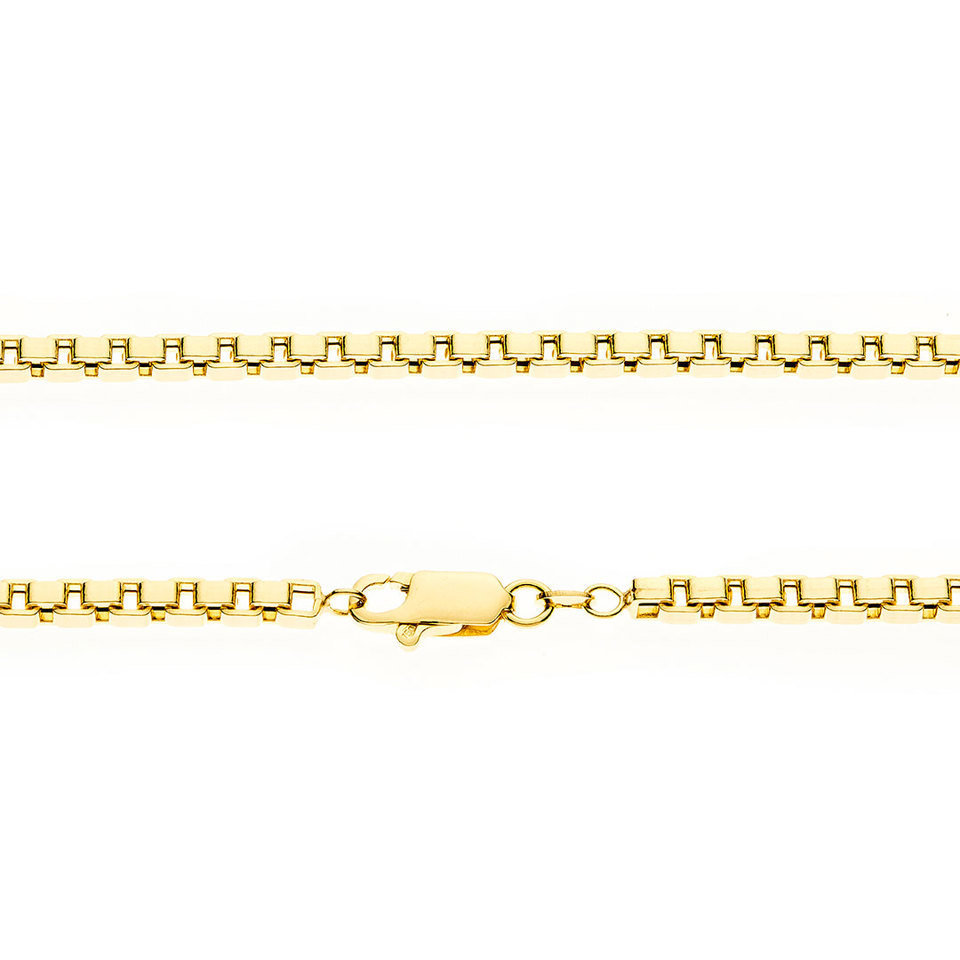 Solid 18k Gold 60cm Venetian Box Chain Necklace – Extra Heavy Bold Link – 17.8g