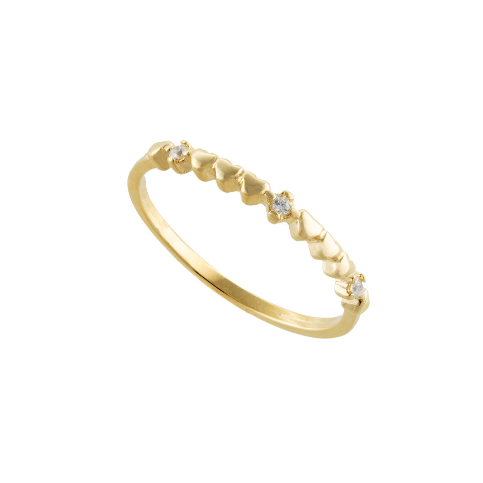 18K Gold Heart Band Ring with Diamond Accents