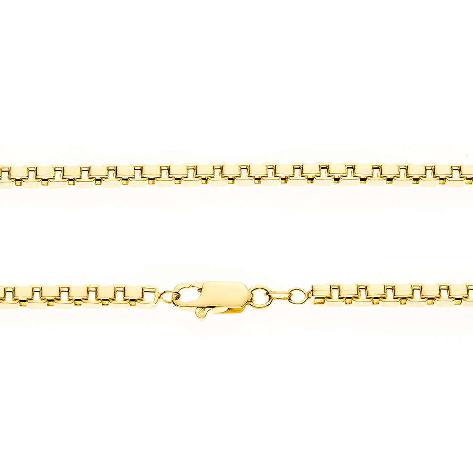 Solid 18k Gold 45cm Venetian Box Chain Necklace – Heavy Bold Link – 13.27g