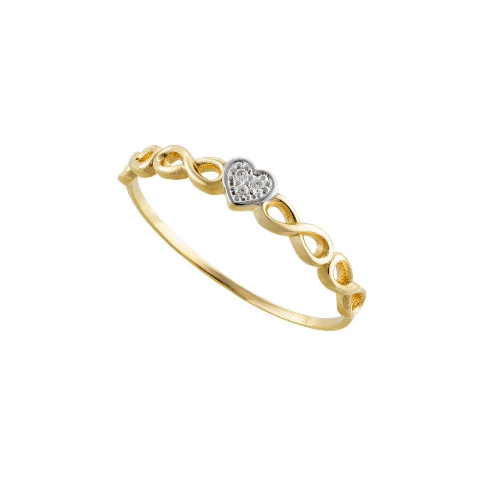 18K Gold Infinity Heart Ring with Diamond Accents