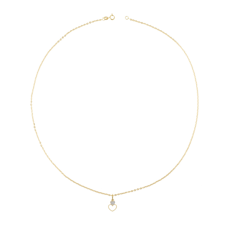 18K Yellow Gold Heart Pendant Necklace – 45 cm