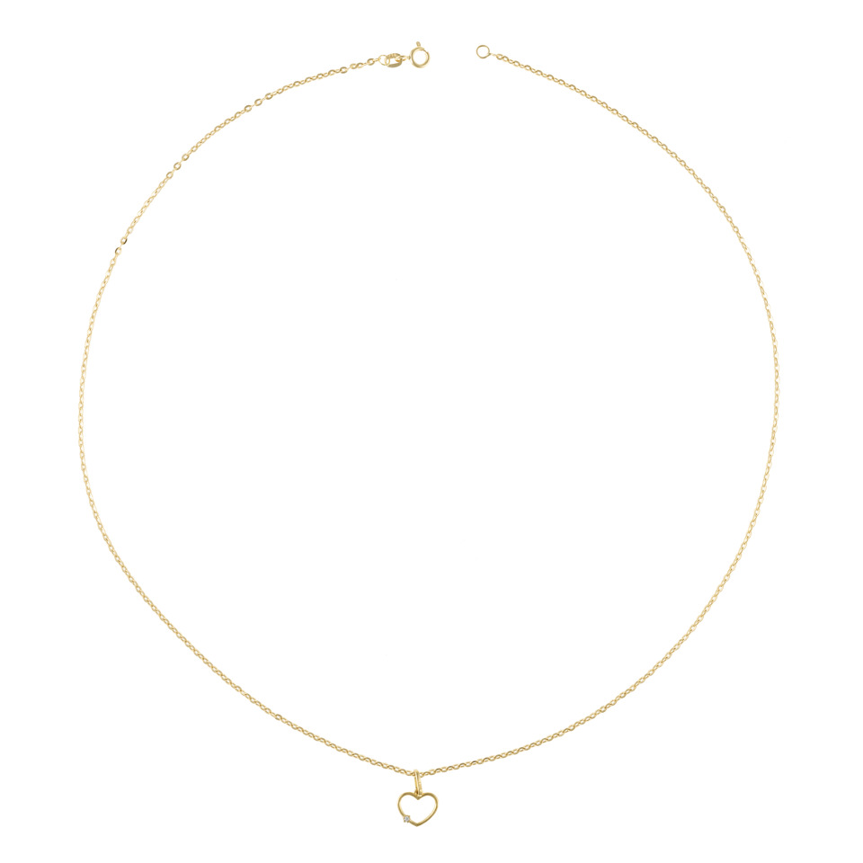 18K Yellow Gold Heart Pendant Necklace – 45 cm